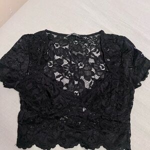 Zara Black Lace Women's Crop Top